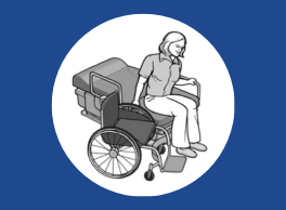 Person transferring from patient bed to wheelchair