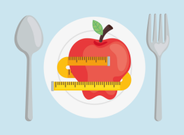 Food on a plate wrapped in measuring tape
