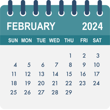 Calendar with dates for February 2024