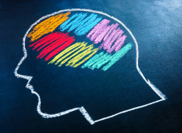 Graphical representation of neurodivergence. Different colored sections inside a person's mind