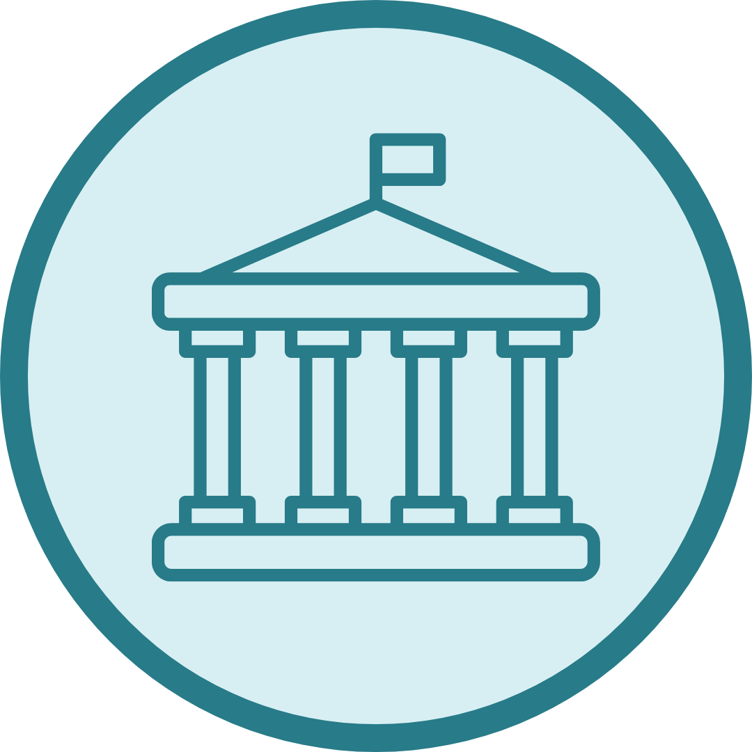 Government building with pillars symbolizing state and local government