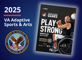 Text: 2025 VA Adaptive Sports and Arts. Poster for the 2025 Wheelchair Games in Minneapolis, Minnesota
