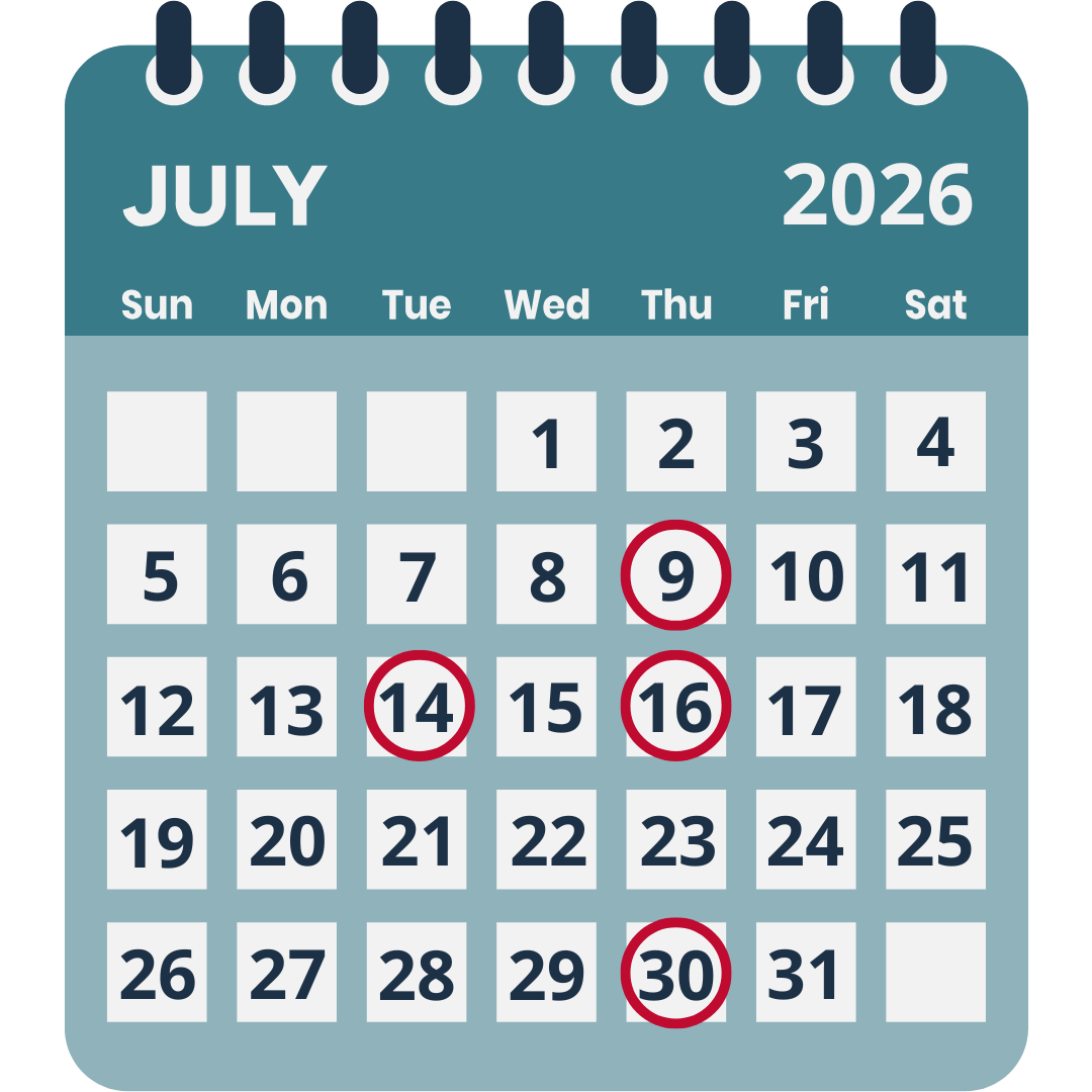 May 2026 Calendar with the webinar dates circled in red.
